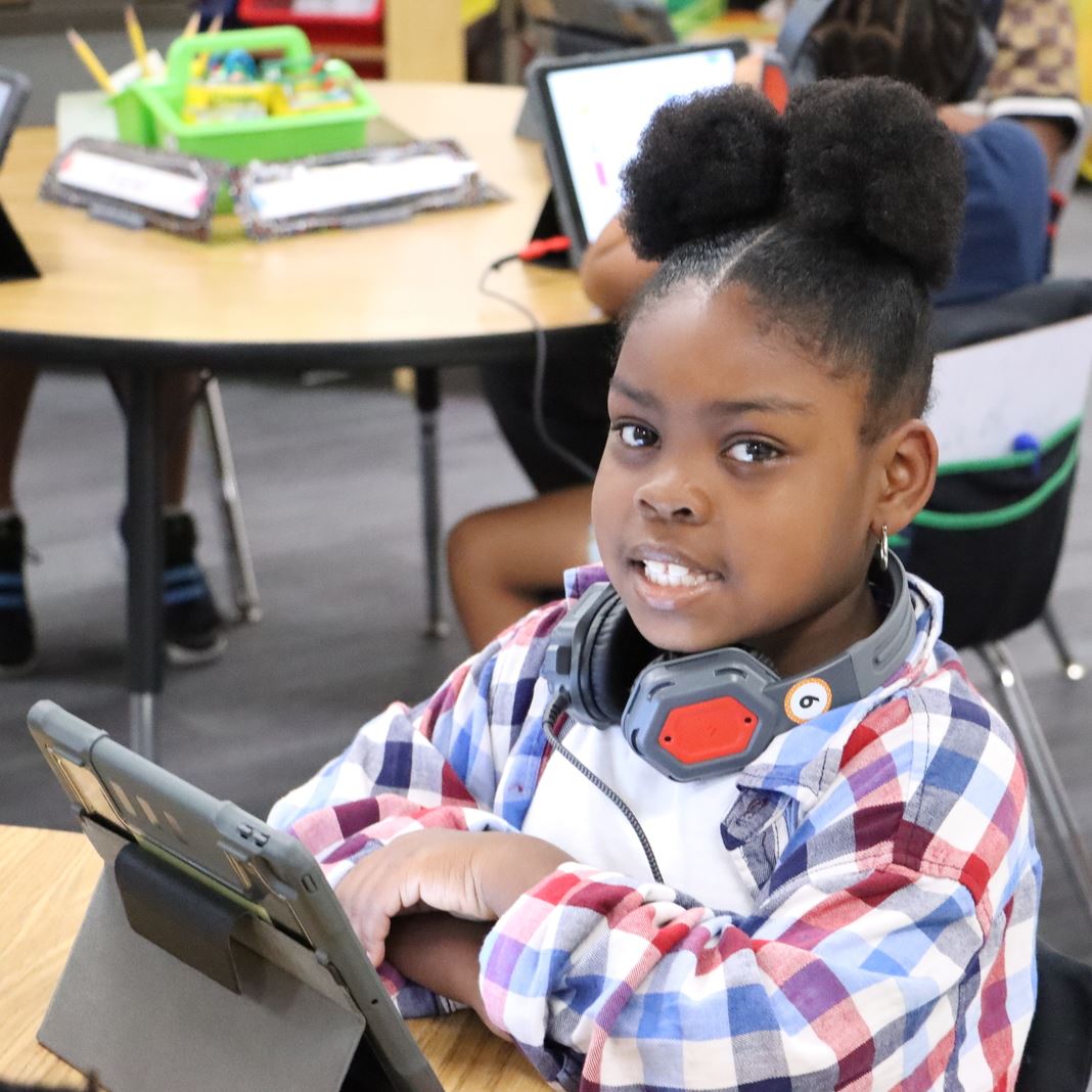  A student uses a tablet computer
